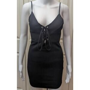 Privately Privileged Dress Size S Lace Up Bodycon Low Cut Club Clubwear Sexy